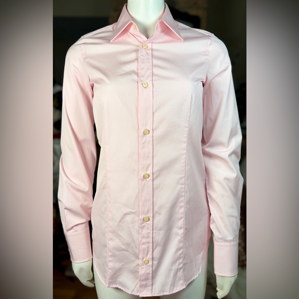 DSQUARED2 Pink 100% Cotton Button Front Long Sleeve Collared Blouse, Sz 4/40